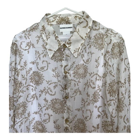 Alfred Dunner Top Shirt Button Up Built‎ in Tank Camisole Sheer Fairy Floral 14 - Picture 2 of 7